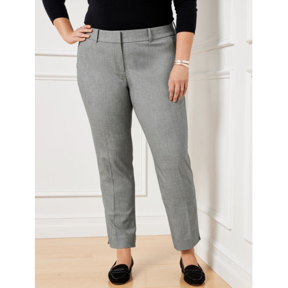 TALBOTS Hampshire Ankle Pant Plus Size 16 Grey NEW Straight Leg Trousers Career